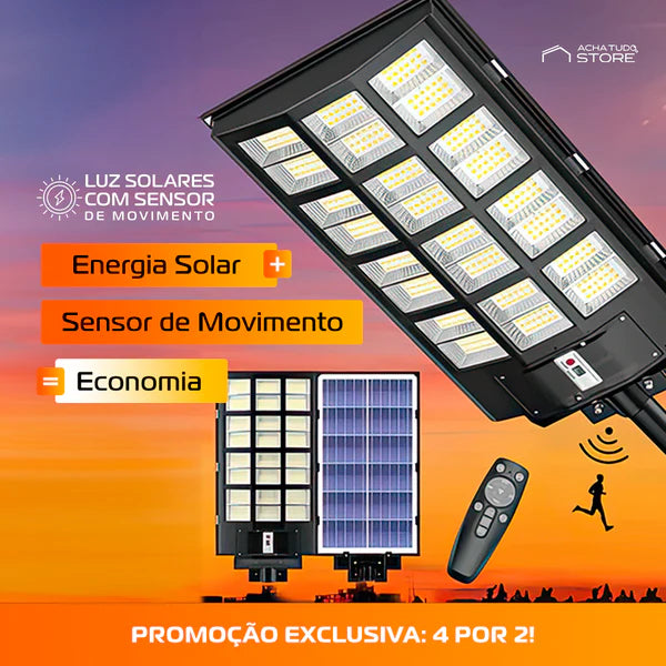 Luminária LED Solar Potência 1000W + Sensor de Movimento e Controle Remoto - 🔥Promoção de Natal🔥