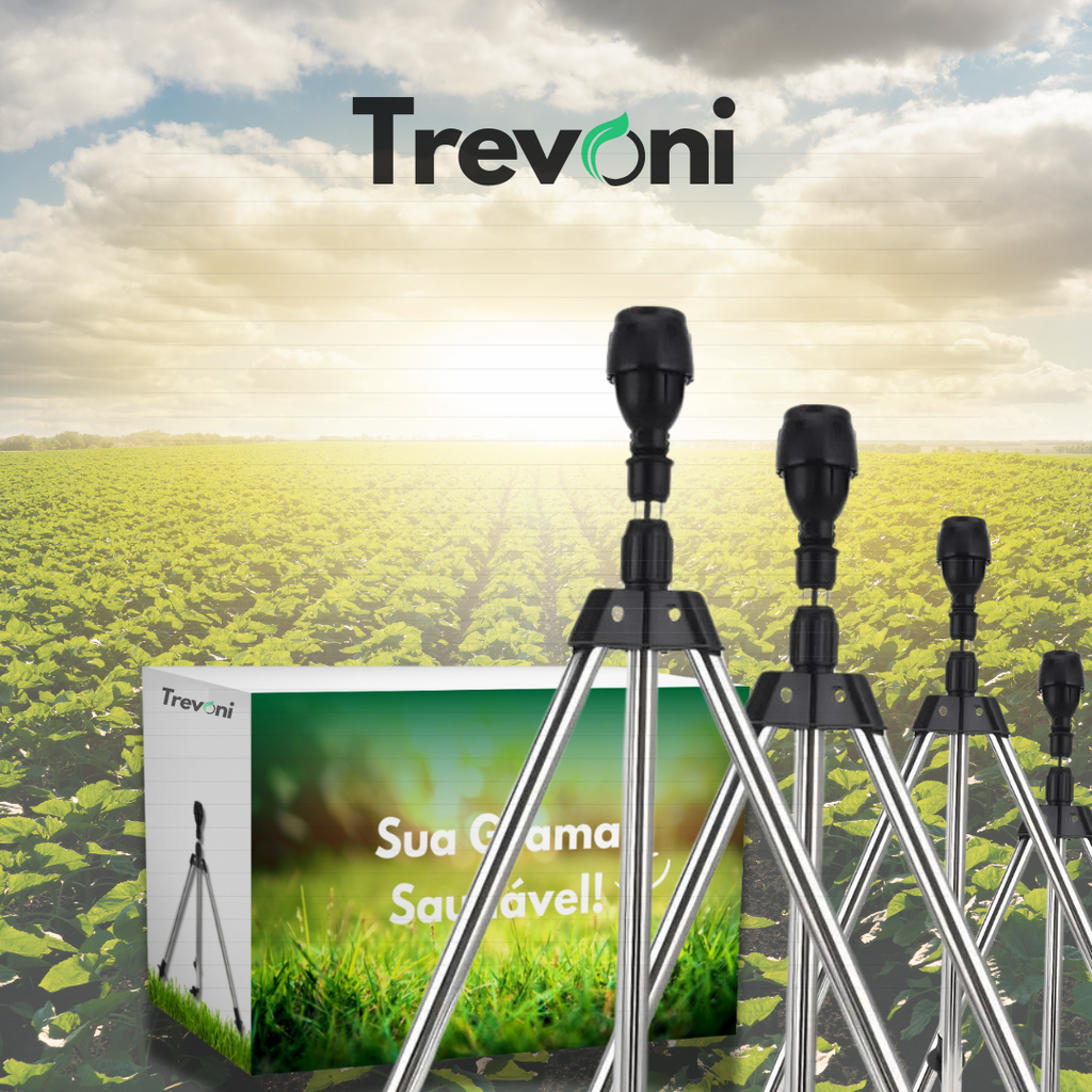 Aspersor Tripé Automático para Irrigação 360º - Máxima Eficiência e Pressão + BRINDE (Mang. Profissional de 15 Metros)